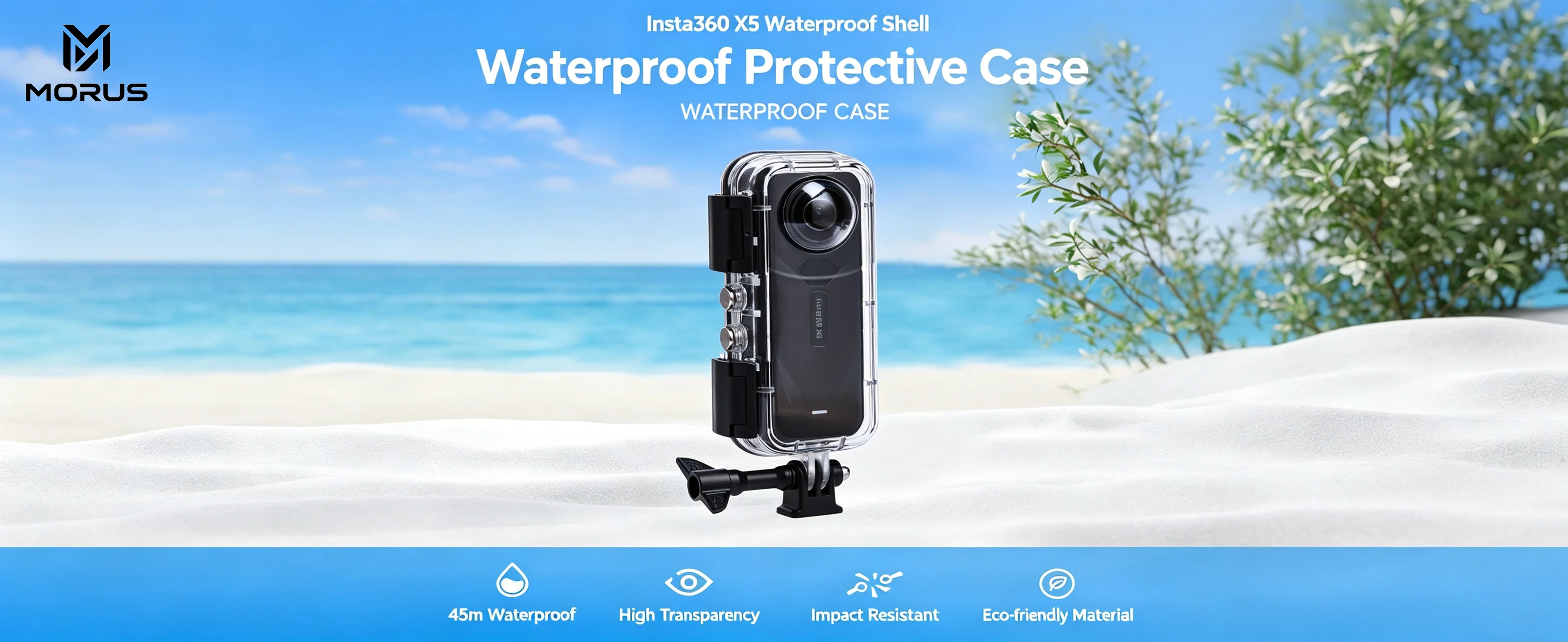 MORUS Insta360 X5 Kamera-Wasserdichtgehäuse - 60m Tauchzubehör mit 360-Grad-Vollglaslinse Shadow Stone – Detail 11