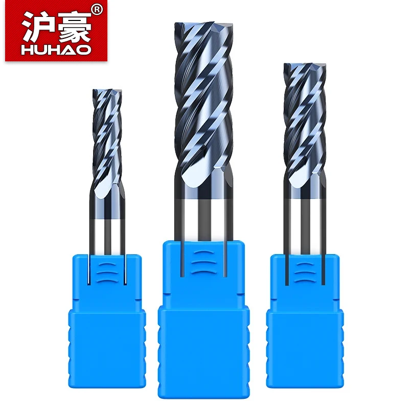 

HUHAO 4-флейтовая фреза, профессиональная твердосплавная концевая фреза для металла HRC45 TiAIN, фреза с покрытием, фрезерные станки с ЧПУ