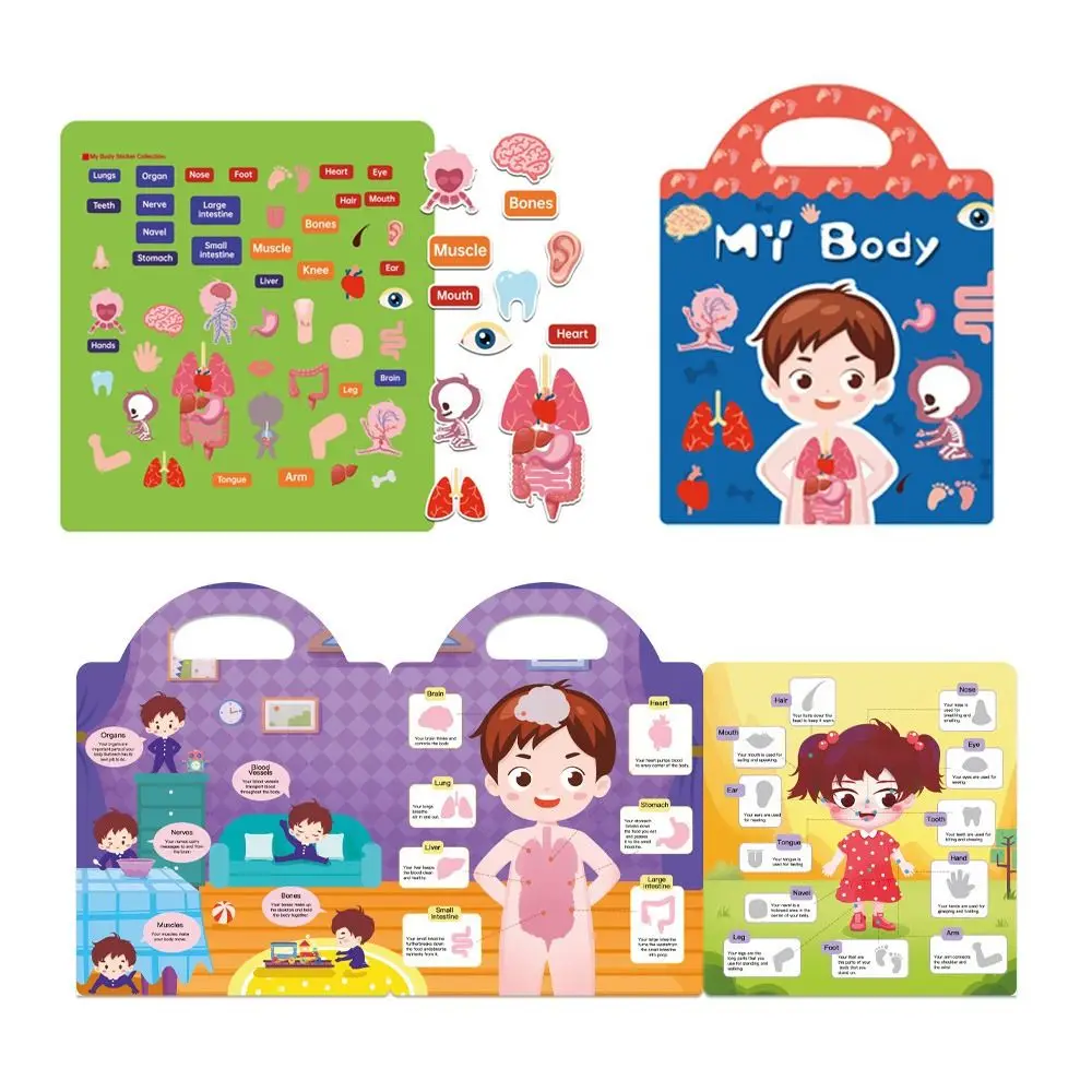Educational Jelly Sticker Books Waterproof Washable Scene Quiet Stickers Matching Game with Diverse Kids Quiet Book for DIY