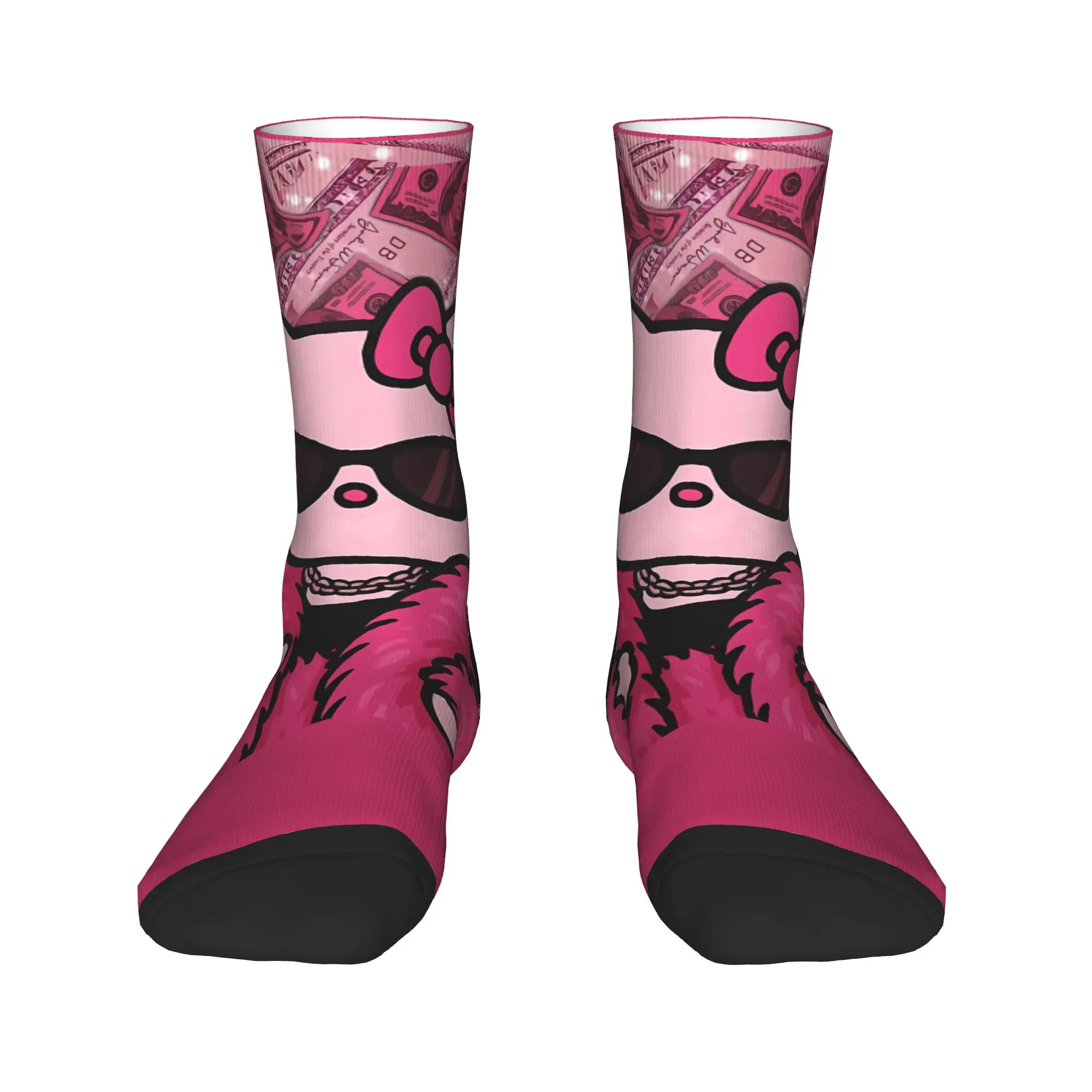 Śmieszne skarpetki z grafiką Hello Kitty, jesienne skarpetki antypotne dla dorosłych mężczyzn, ciepłe, miękkie skarpetki do biegania.