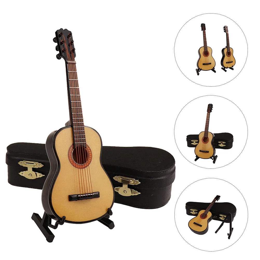 Model gitary Instrument Desktop Decor Mini Realistyczne ozdoby Prezent Rzemiosło Dekoracja Zabawka