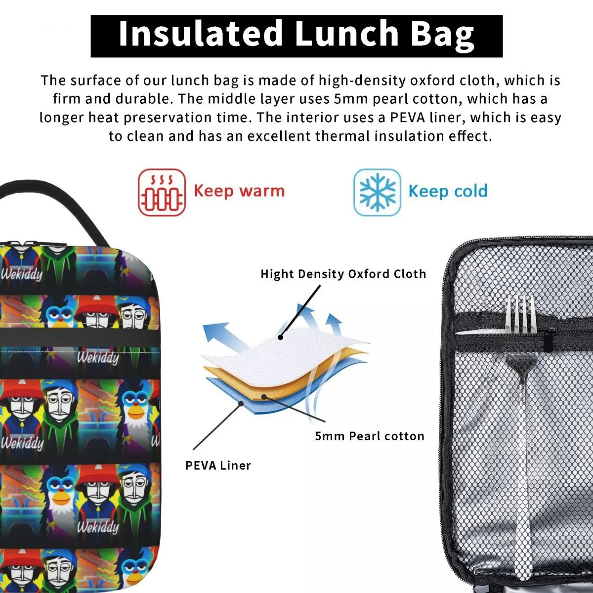 Incredibox Music Video Game Insulated Lunch Bag for Women Kids Portable Food Boxes Thermal Lunch Box Tote