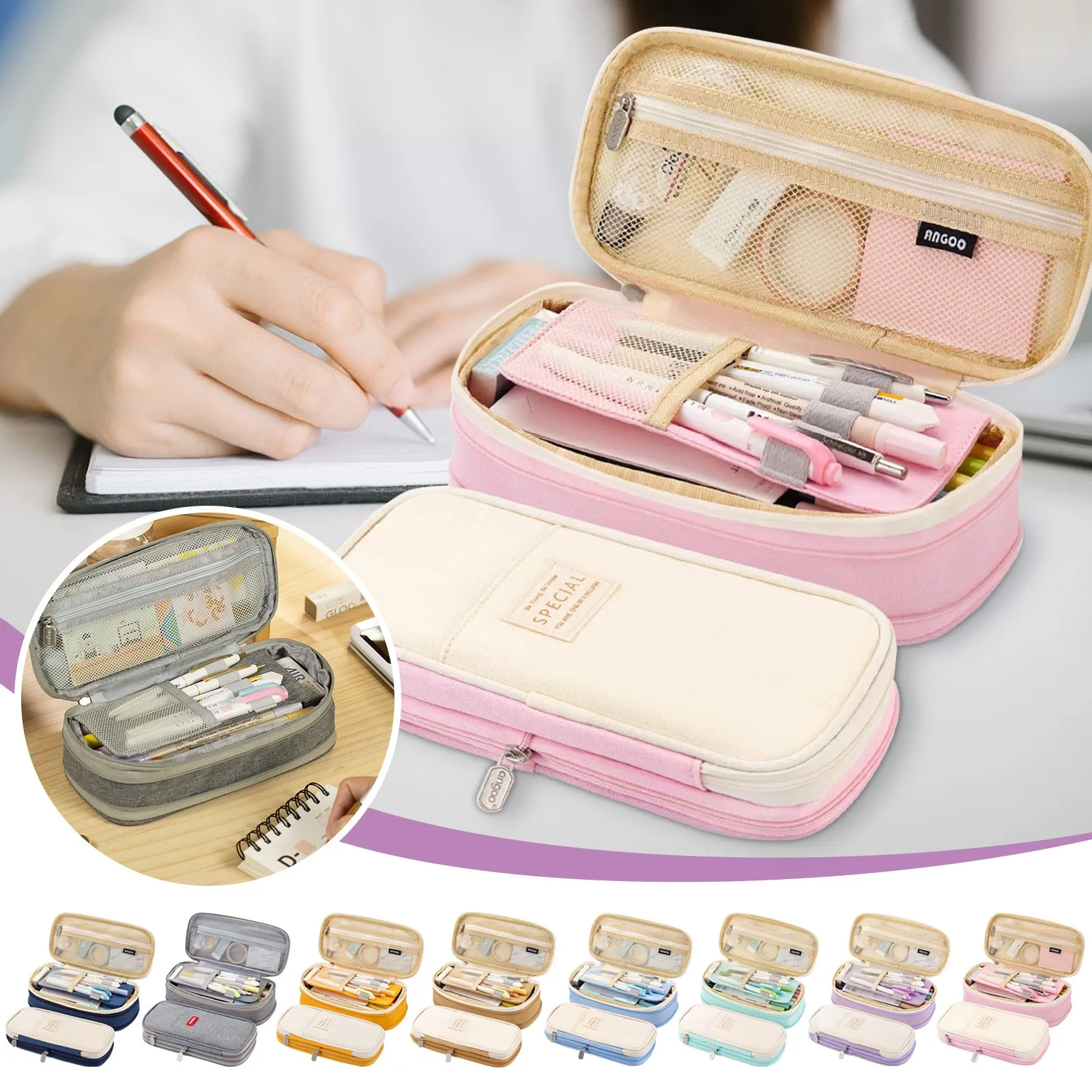 Stationery Holder Large Capacity Pencil Case Multi Layer Stationery Organizer Cute Design Pen Bag for Girls Students Kids 2026