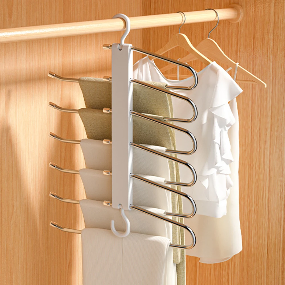 Pants Rack Folding Trouser Rack Stainless Steel Non-slip Hanger Portable Save Space Anti-skid Pant Hanger For Clothes Organizer