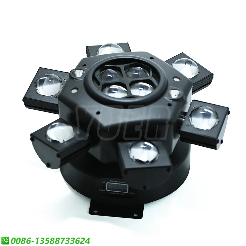 LED 6 Arms 10x10w RGBW Moving Head Laser Stage Lighting Party DJ Strobe Sound Activated DMX 512 Disco Music Club Projector Lamp