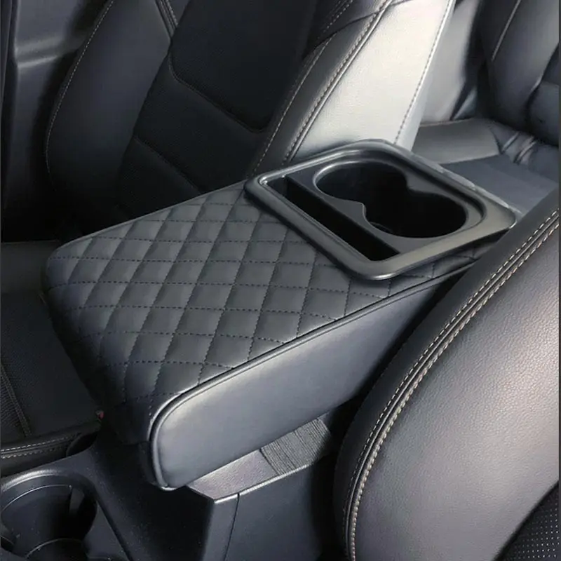 Car Center Console Heighten Cover Leather Car Armrest Pad Covers Memory Foam Car Armrest Booster Pads With Cup Holders