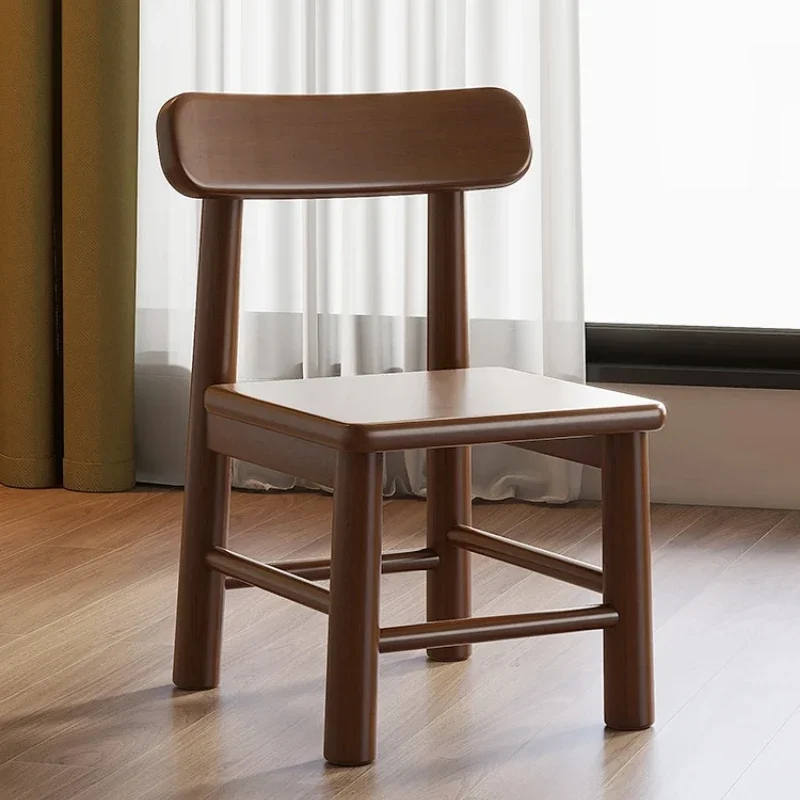 

Solid Wood Backrest Chair Household Low Stool Dining Chair Non-Slip Shoe Changing Bench for Kids’ Bedroom and Living Room