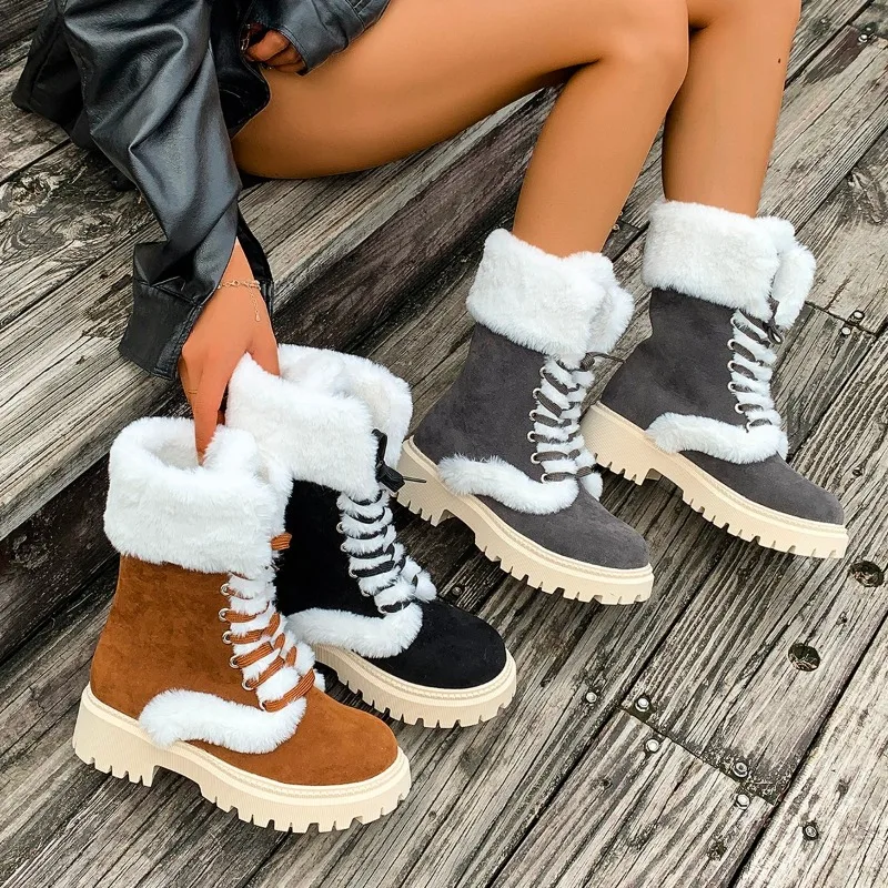 

2025 Women Outdoor Durable Cozy Casual Elegant Snow Boots Women Designer Winter Warmth Platform Mid Calf Boots Shoes for Women
