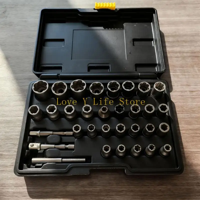 L74C Full 32 Tool Bolt Extractors Set 6mm 19mm Ranges Impact Driver Compatible Professional Grades