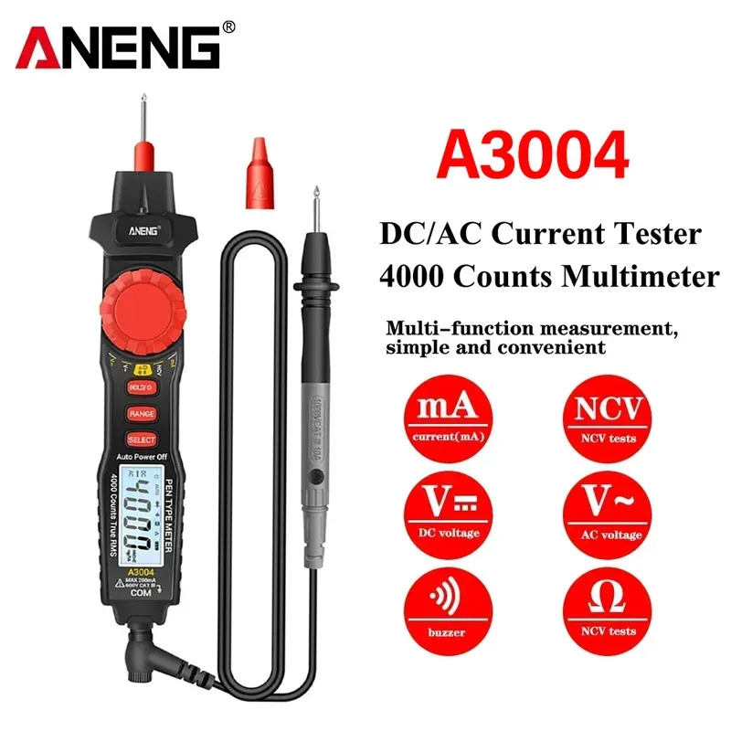 ANENG A3004 Digital Pen type Multimeter 4000 Counts AC/DC Current Voltage Test NCV Capacitance Resistance Diode Ohm Tester Tools