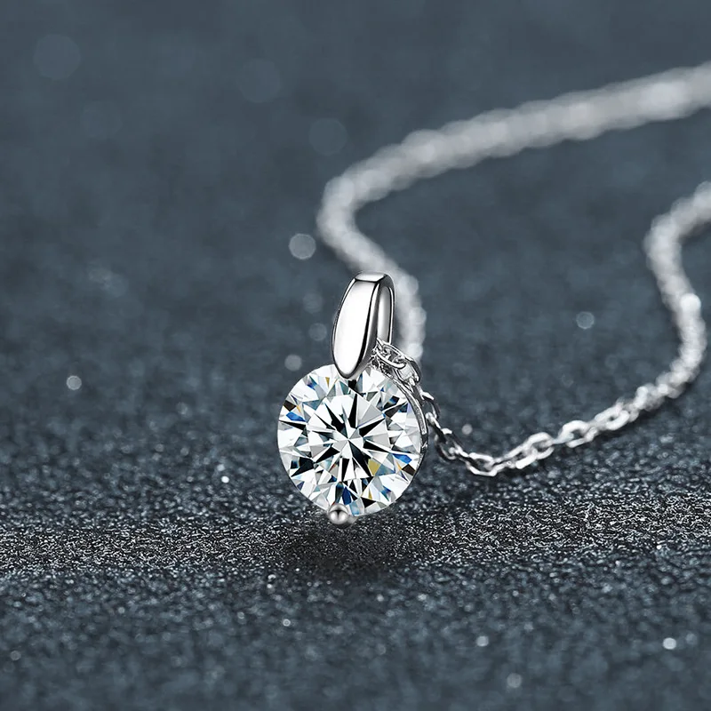 S925 الفضة الذهب الأبيض مطلي 1CT D اللون حورية البحر المسيل للدموع مويسانيتي قلادة قلادة للنساء ، أنيقة غرامة مجوهرات هدية