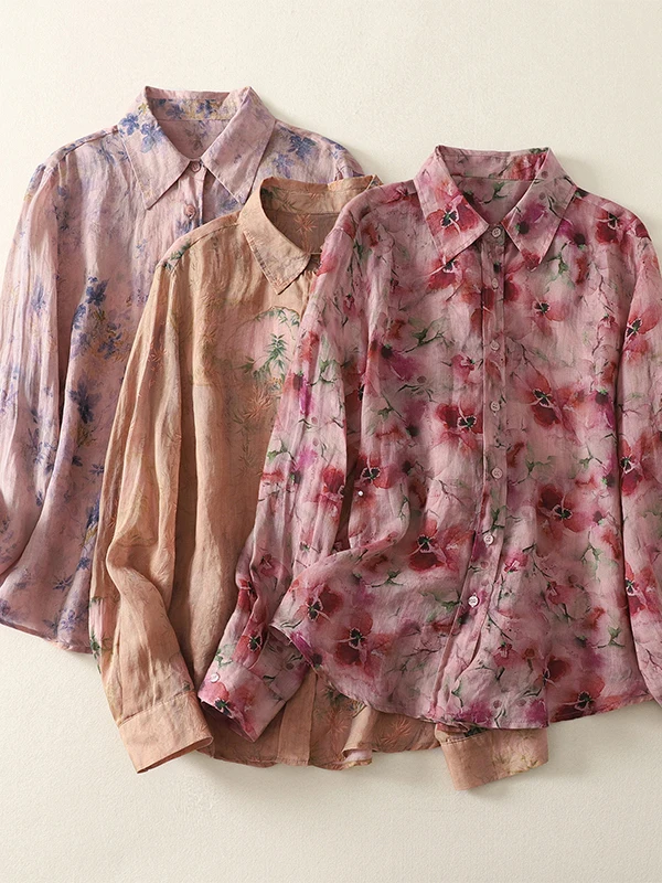 Artistic Style Cotton Linen Long Sleeve Shirt Women's Autumn Anti-Aging Slimming Beautiful Casual Top Outerwear Shirt