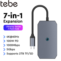 Tebe 7 IN 1 USB-C Docking Station Type-c to 4K@60HZ HDMI-adapter Gigabit Ethernet USB 3.0 SD/TF Card Reader Splitter USB C Hub