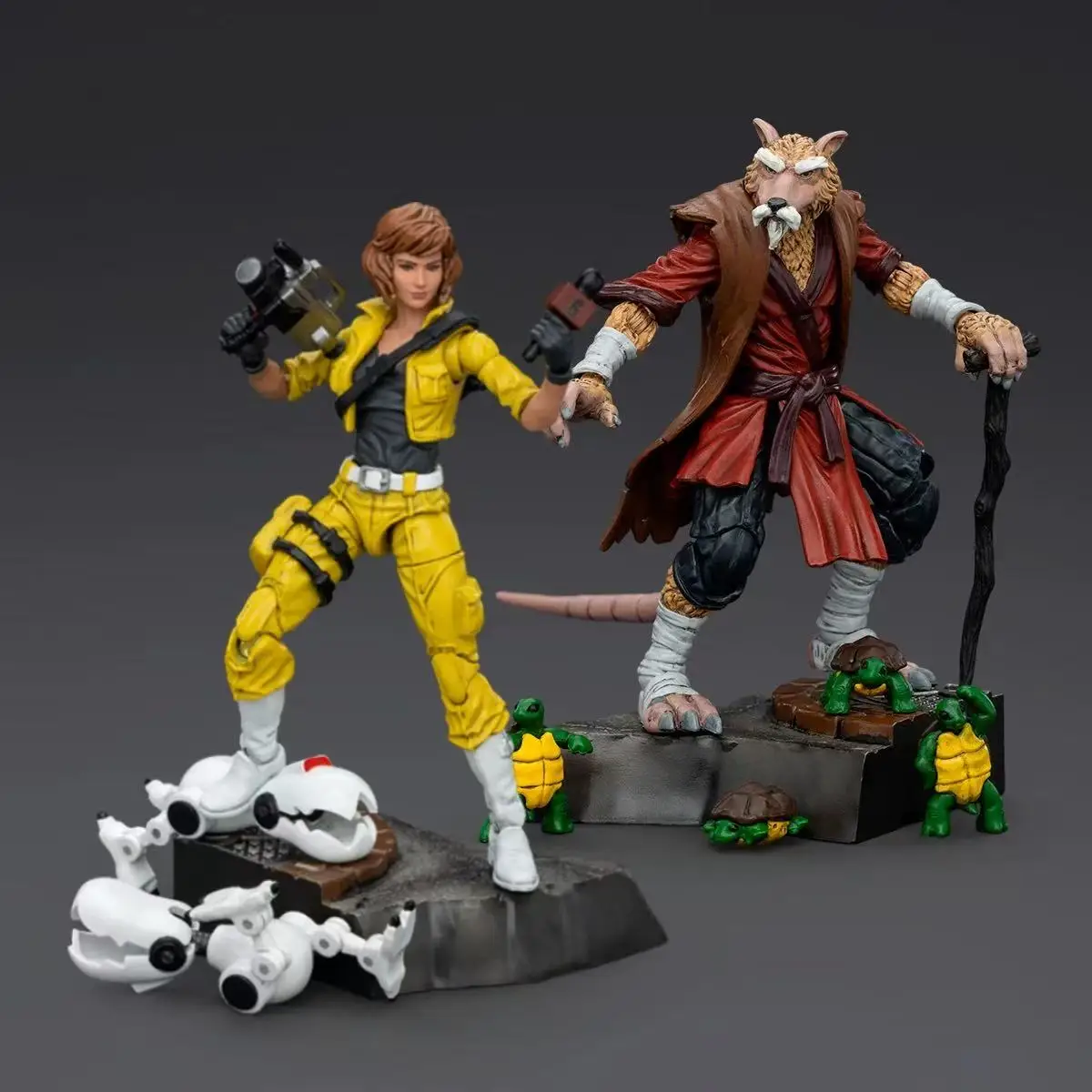 JOYTOY 1/18 แอ็คชั่นฟิกเกอร์เต่าสปลินเตอร์ เอพริล โอ'นีลอะนิเมะของเล่น