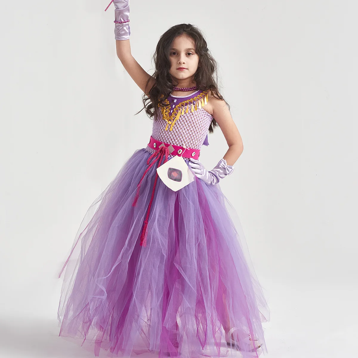 Halloween Purple Tulle Princess Gown New Mesh Fluffy Dress Banquet Gathering Stage Daily Holiday Ruffled Hem A-line Long Dress
