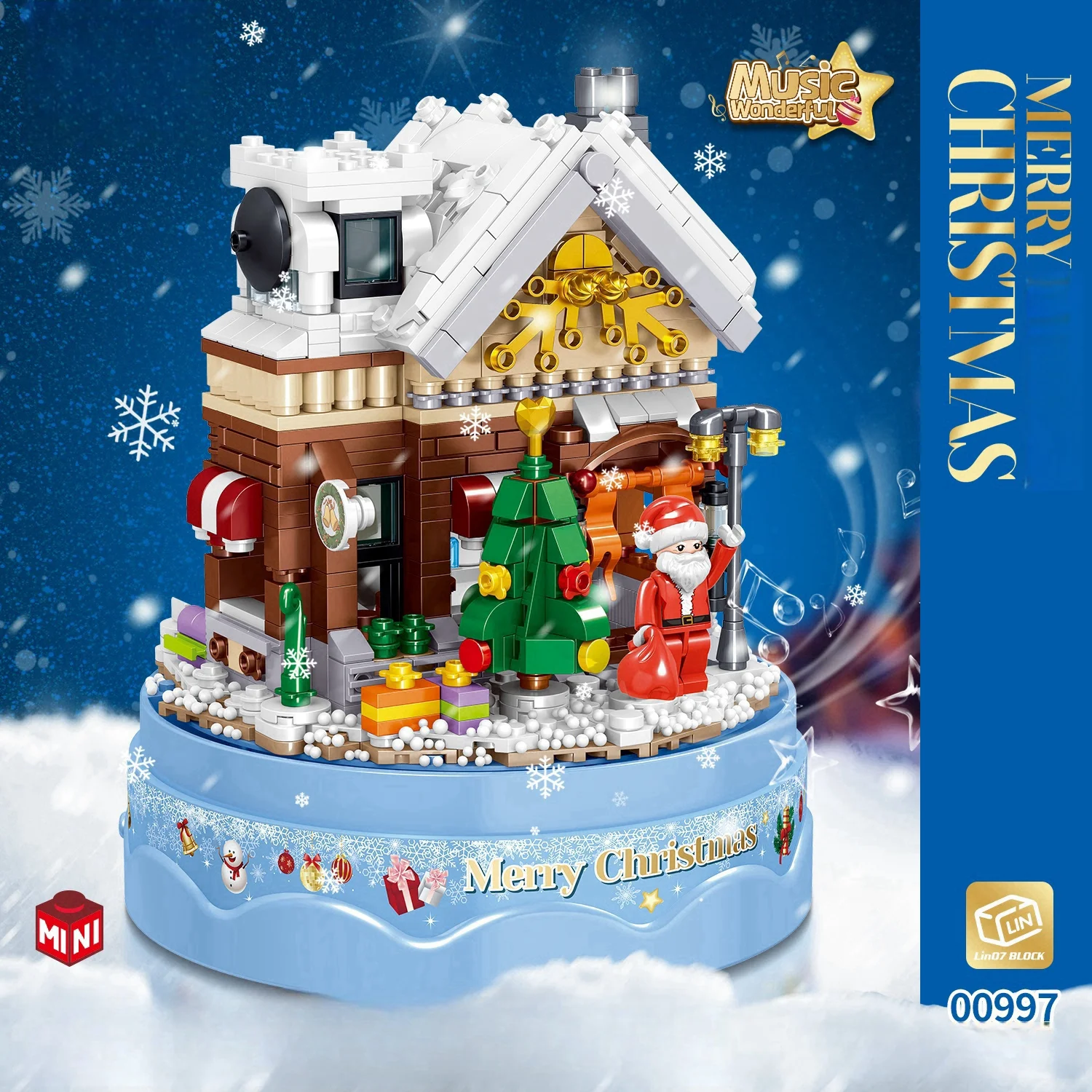 Christmas Building Blocks Falling snow Winter village santa christmas tree DIY construct Brick Toy KID Adult Gifts festive decor