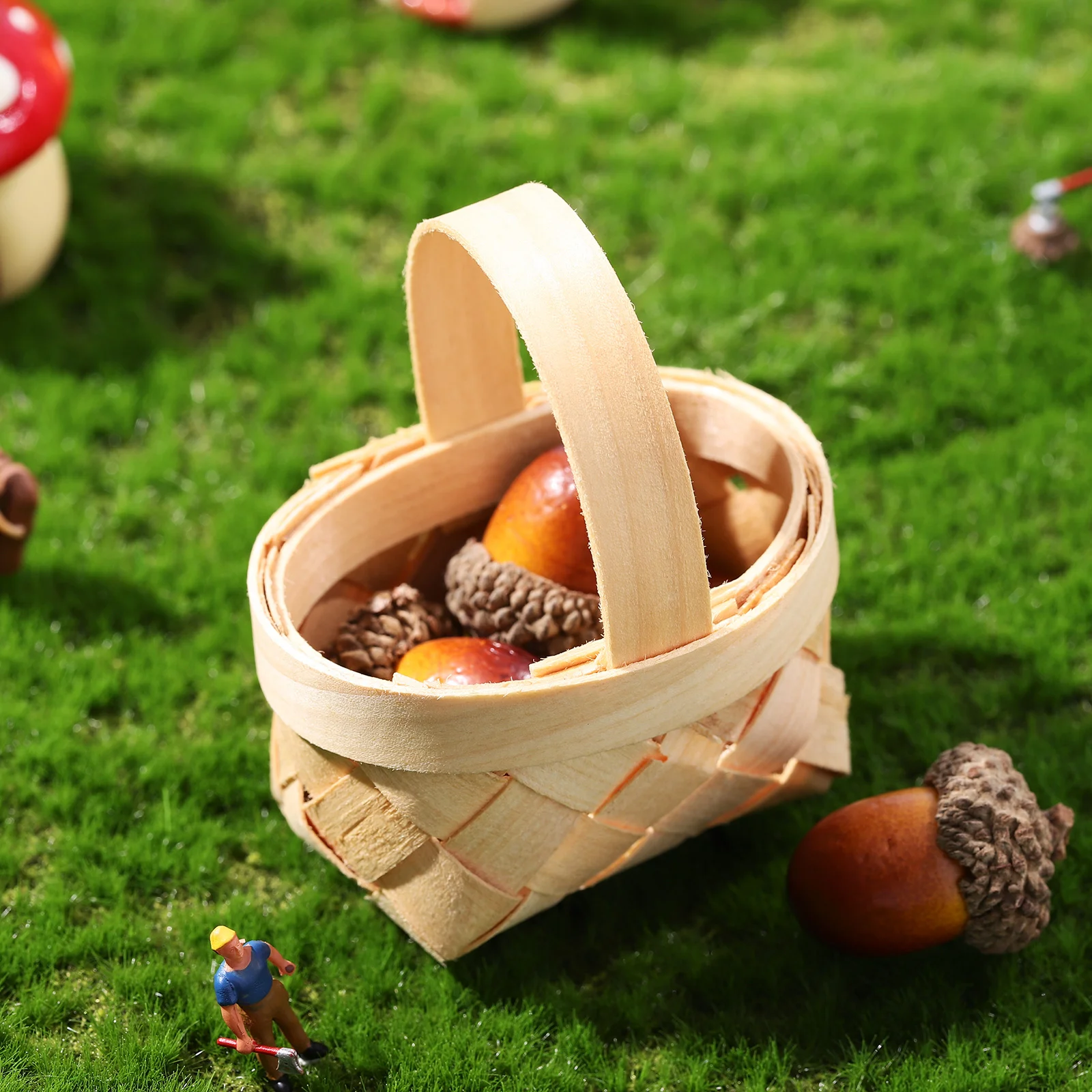 Woven Basket Wooden Baskets Mini Storage Gift for Kids Handheld Tiny Party Favors Candy Weaving Miniature Portable