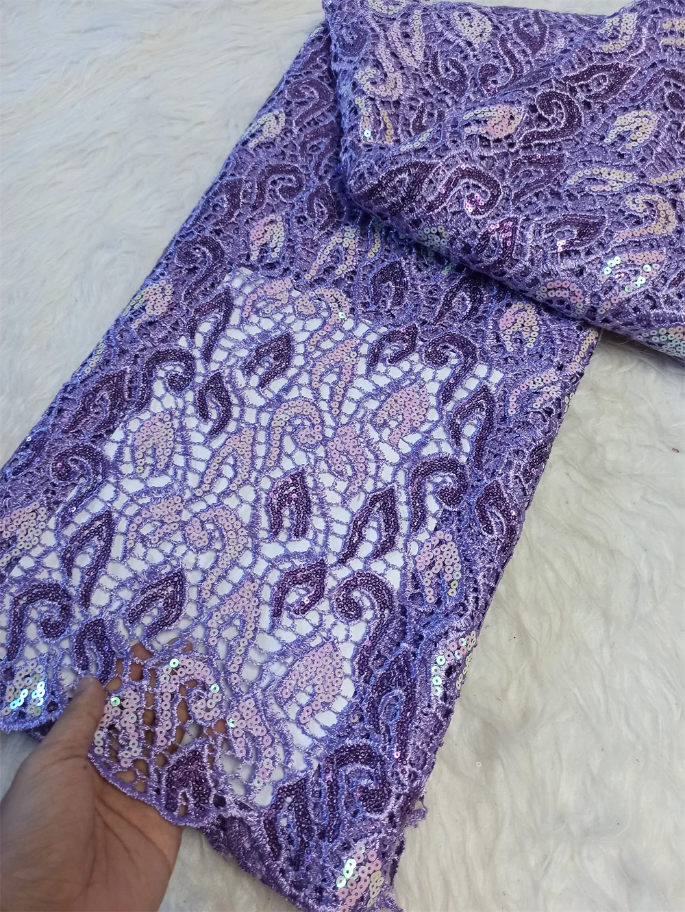 

5 Yards Latest African Sequin Embroidery Lace Fabric,Water Soluble,Wedding Dress,Tulle,Cotton Fabrics By The Meter,High Quality