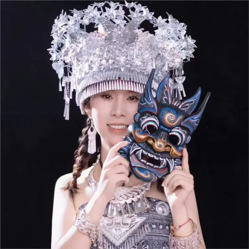 Nuo Opera Mask Wooden Carving Decoration Pendant Travel Photography Stage Performance Prop Chinese Style Pure Handmade Mask ZJ39 - view 5