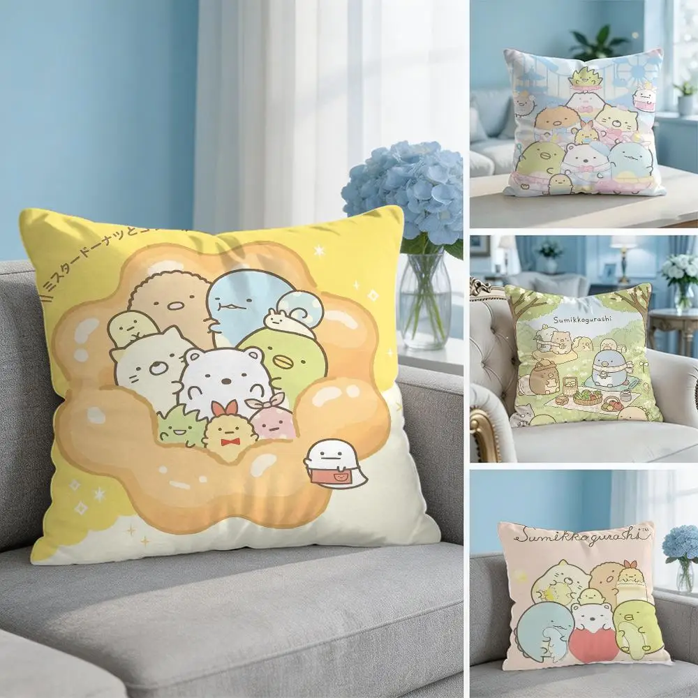 Cute S-Sumikko Gurashi Cushion Cover Soft Short Plush Throw Pillow Cover Hidden Zipper Cutecore Sofa Bedroom Home Decor
