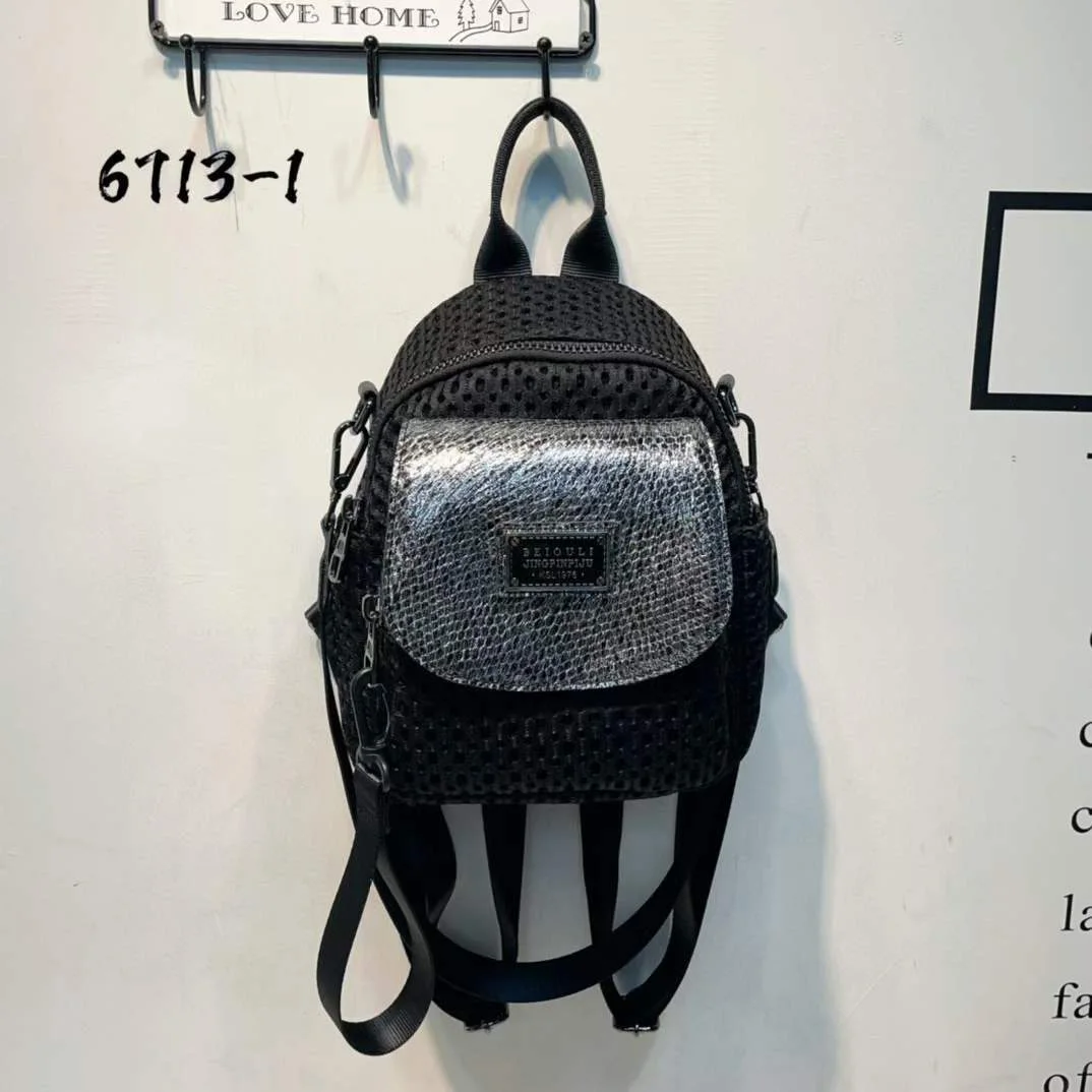 Women\'s small backpack mesh with patent leather contrasting color fashion backpacks new high quality commuting travel female bag