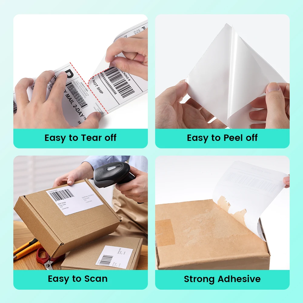 4"x 6" Thermal Shipping Labels for phomemo PM241BT D520BT Water and Oil Resistant Different Color Thermal Labels