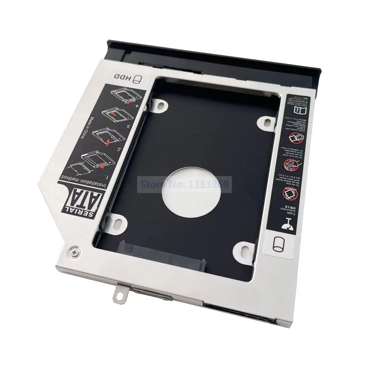 Con bisel de panel frontal a juego, soporte de marco para 2.ª bahía óptica de disco duro SSD/HDD de 2.5 pulgadas para Lenovo IdeaPad 110-15ACL 110-14ACL
