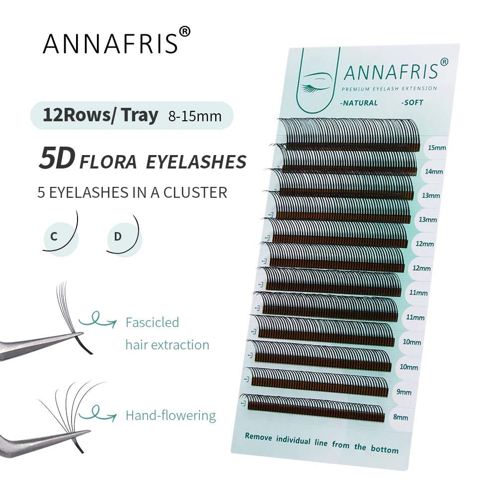 ANNAFRIS 5D Flower Lashes Anime Flora Eyelashes Soft Russia Style Lash Extension Premade Volume Bloom Eyelash Wholesale Private