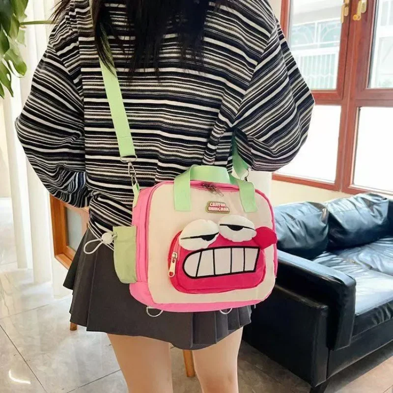 

Crayon ShinChans New Autumn Fashion Color Block Preppy Style Shoulder Crossbody Multi-Use Bag Student Commute Small Square Bag
