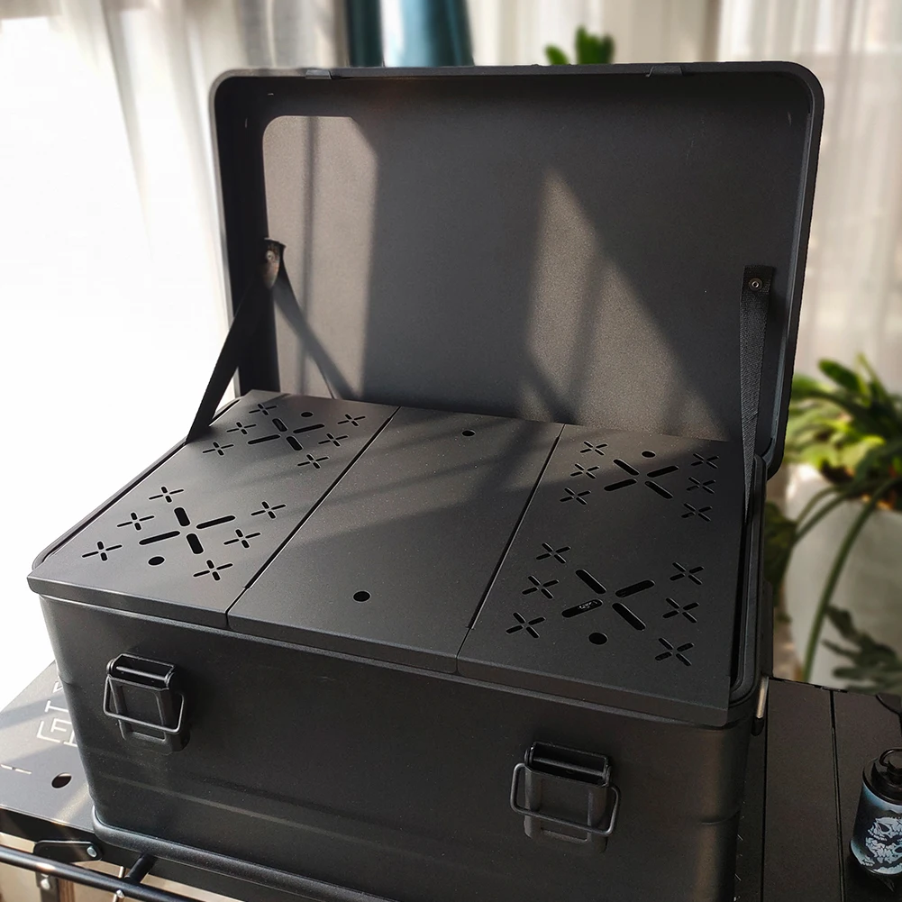 50L Aluminum Alloy Travel Storage Box Board Camping Table Board Camping Equipment Connected Tabletop Foldable for Mountainhiker