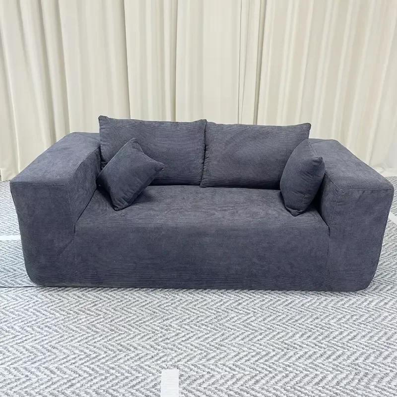 Pure Sponge Vacuum-compressed Corduroy Upholstered Square One Seat Sectional Sofa for Small Living Rooms and Basements Fabric