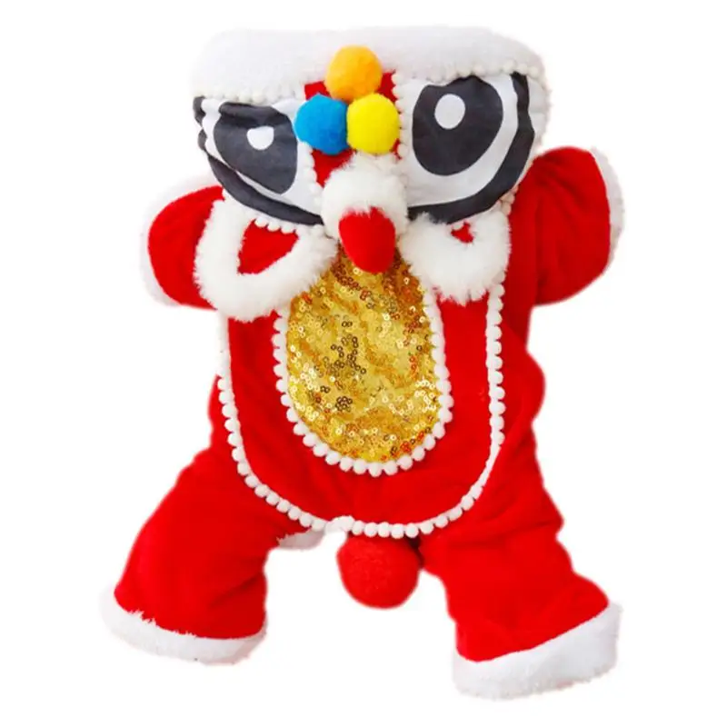 Dog Clothes New Year Pet Chinese Lion Dance Costume Coat Winter Puppy Costume Small Dog Cat Spring Festival Tang Suit