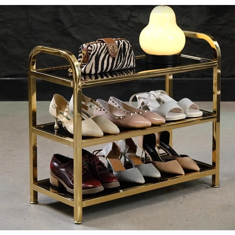 

Modern light luxury high-end home entrance titanium gold stainless steel metal storage Suitable for interior decoration