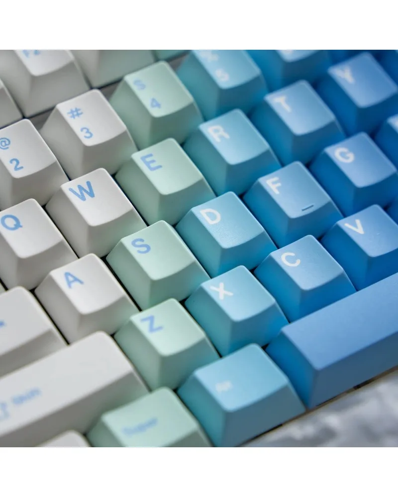 

Pastel white and blue two tone durable pbt keycaps set high quality for gaming mechanical keyboards