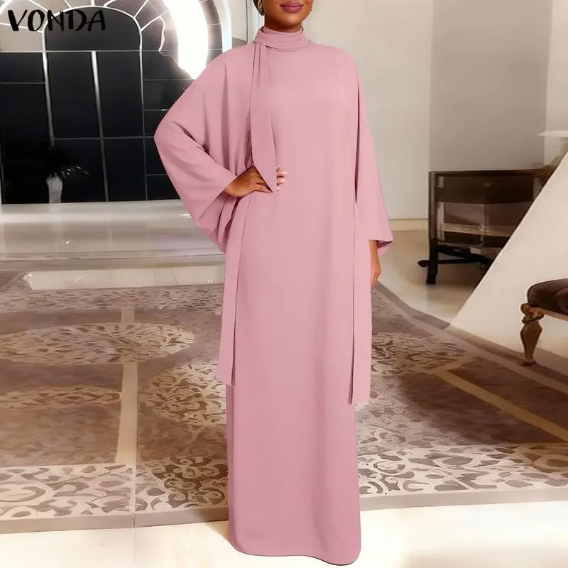 VONDA Plus Size Maxi Dress - Elegant Ribbon Party Vestidos - usage example