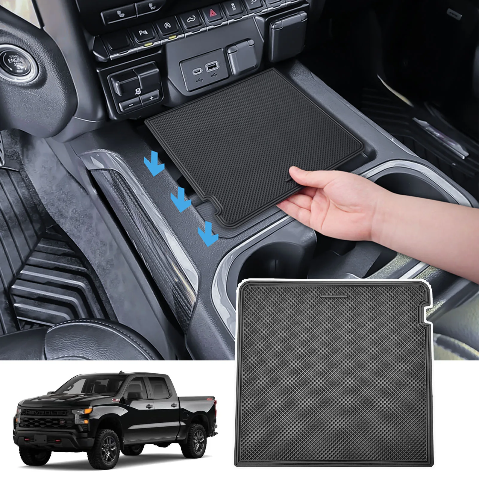 Center Console Secret Compartment Cover For GMC Sierra 1500/Chevy Silverado 1500 2019-2022 Car Storage Lid Hidden Secret Pocket
