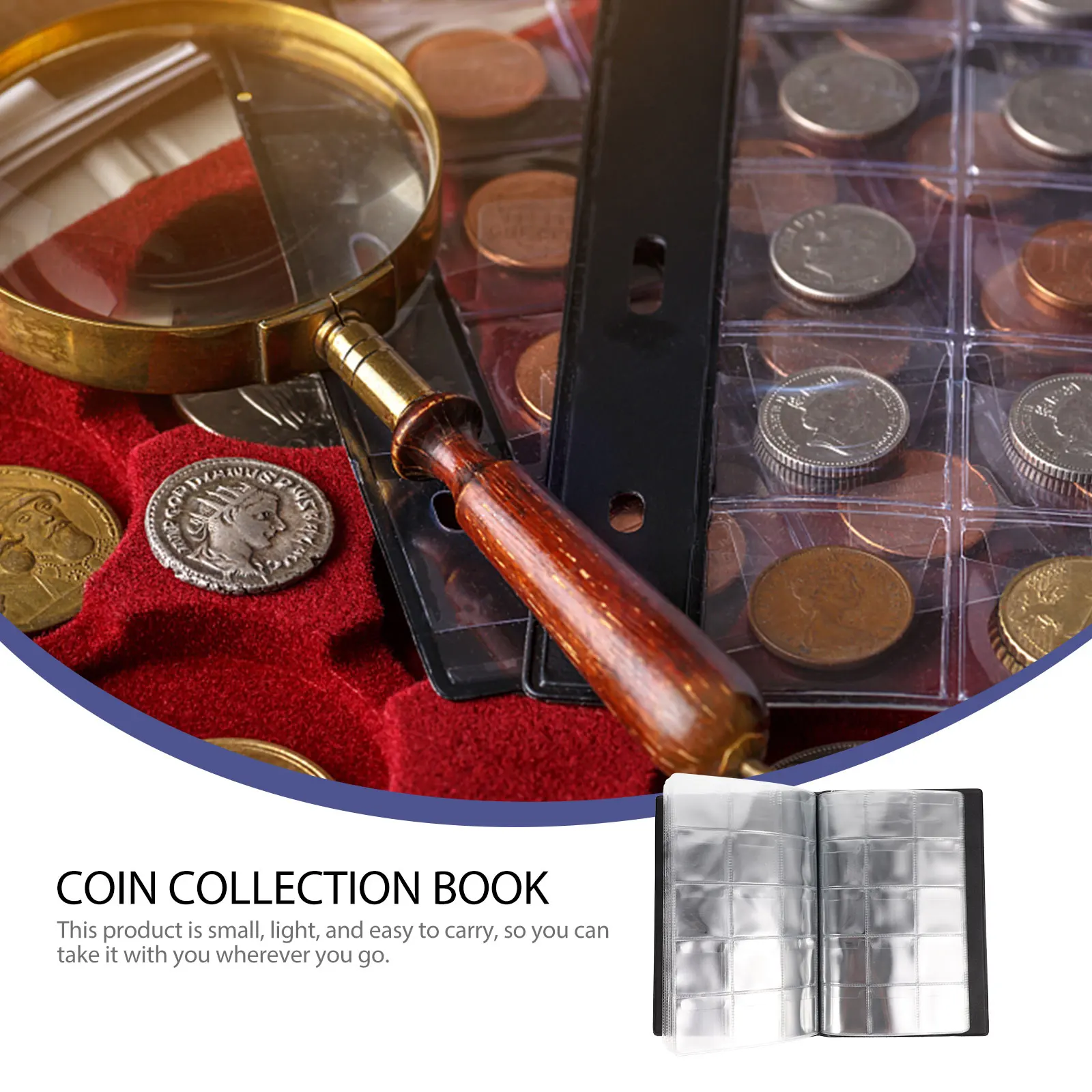 

Coin Collection Book Premium PVC PU Material Large Capacity Portable Coin Album for Coins Medallions Tokens Double-Sided