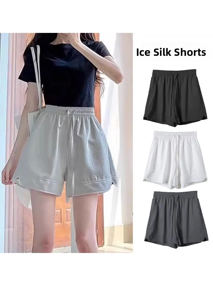 Ice Silk Sambon orts Lässige, weites Bein, dünne, Qui Dry Sommer-Sporthose für Mädchen der Mittelstufe, Pendeln, Reißverschluss, P...