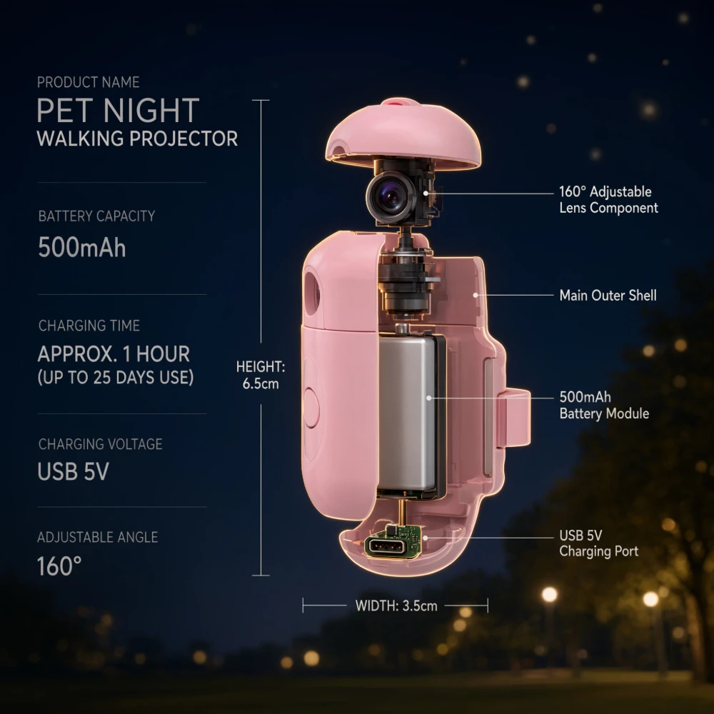 Rechargeable LED Pet Projector Light with customizable patterns, ambient light for pet photos of cats and dogs, holiday lgifts