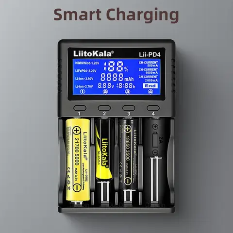 Liitokala Lii-PD4 Lii-PD2 18650 Battery Charger for 1.2V 3.7V NiMH 26650 21700 18350 18500 14500 AA AAA LiFePO4 Batteries