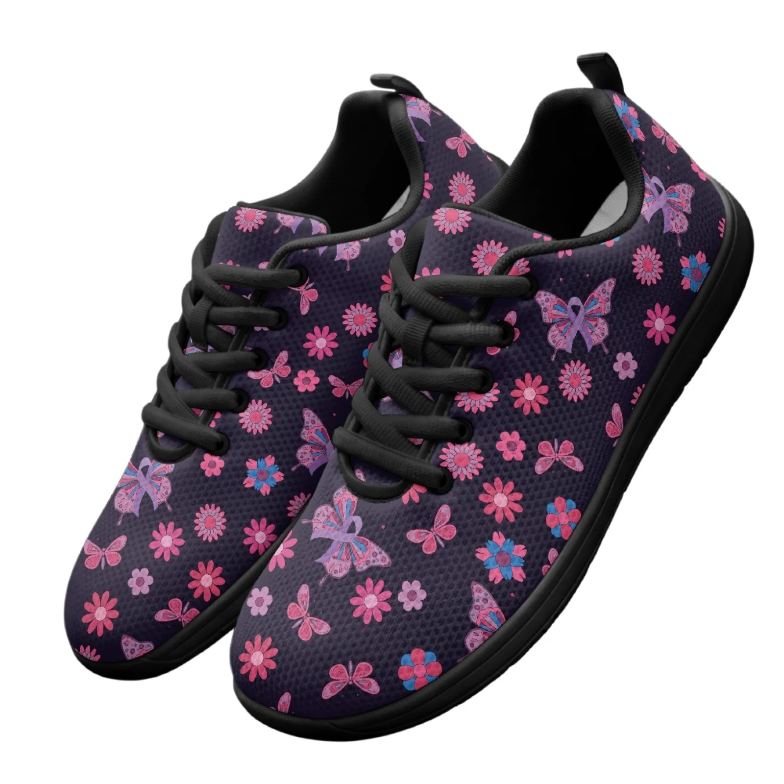 PENSTROLL Butterfly Flowers Mens Walking Shoes Wide Width Comfort Shoes for Elderly Quick Dry Running Climbing Shoes