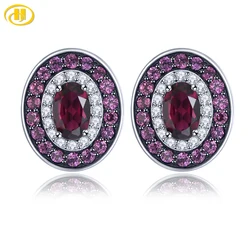 Natural Rhodolite Garnet Sterling Silver Stud Earring 1.8 Carats Genuine Gemstone Romantic Classic Fine Jewelry S925 Gifts