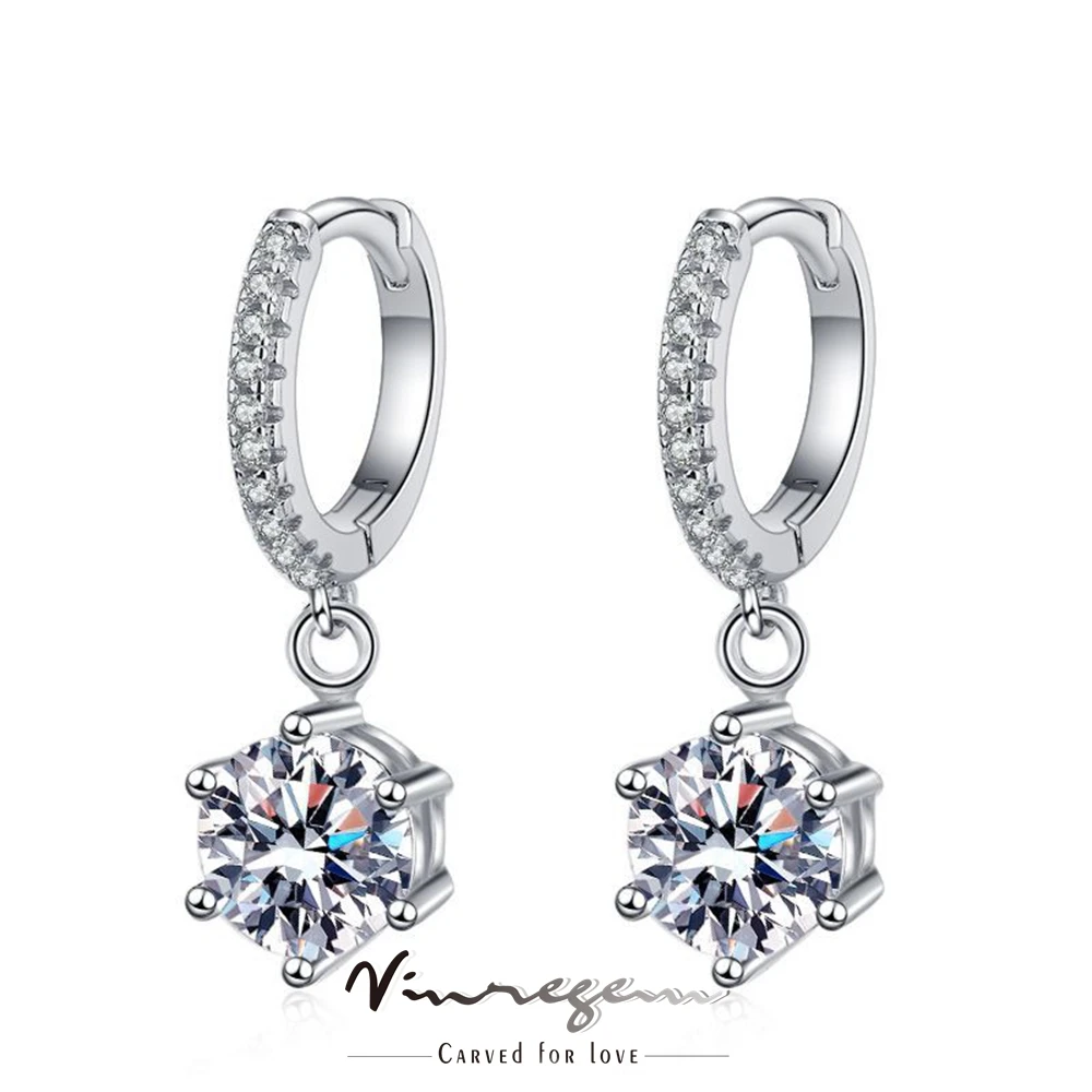 

Vinregem 18K Gold Plated 2CT VVS1 GRA Moissanite Diamond Tested Hoop Earrings for Women 925 Sterling Silver Jewelry Dropshipping