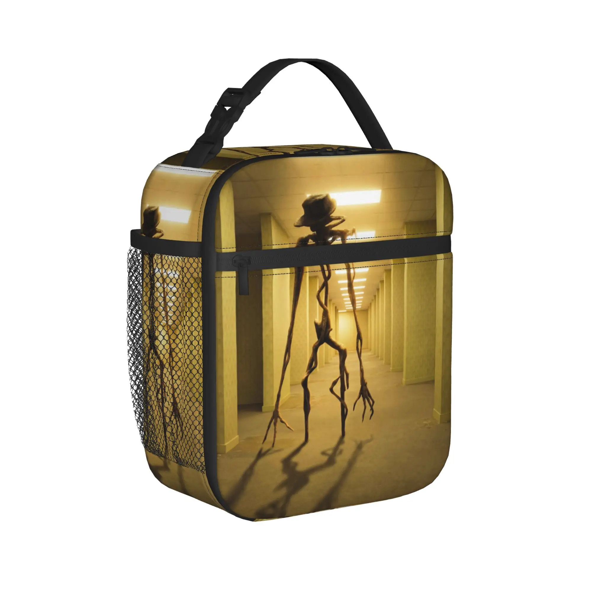 Backrooms Horror Movie 2026 Lunch Bag  Fun Lunch Box Office Portable Zipper Tote Food Bags For Child Oxford Print Cooler Bag