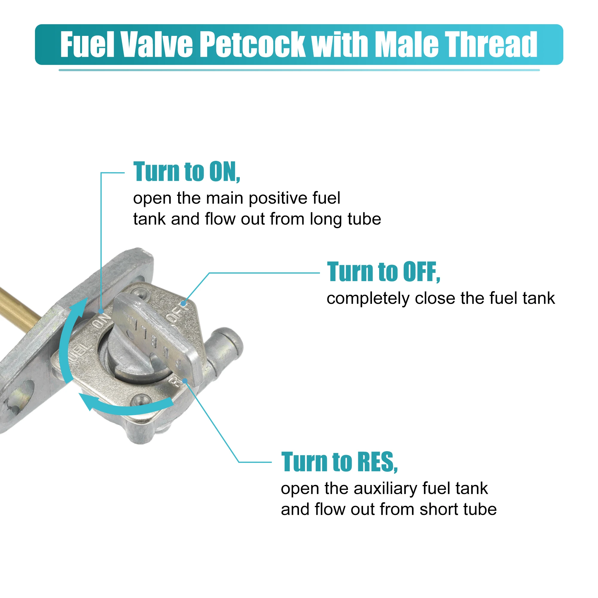 Motoforti Motorcycle Fuel Valve Petcock w/ Male Thread for Honda CRF100F 2008-2011 for Honda CRF230F 2003-2009 for Honda XR80R  image 3