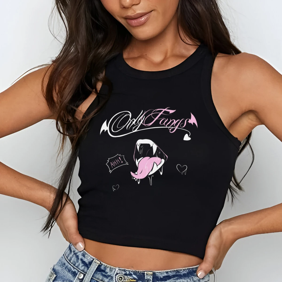 2024 new women's clothing aesthetics Y2K style exposed navel women's T-shirt sleeveless vest Harajuku street top Gothic clothing