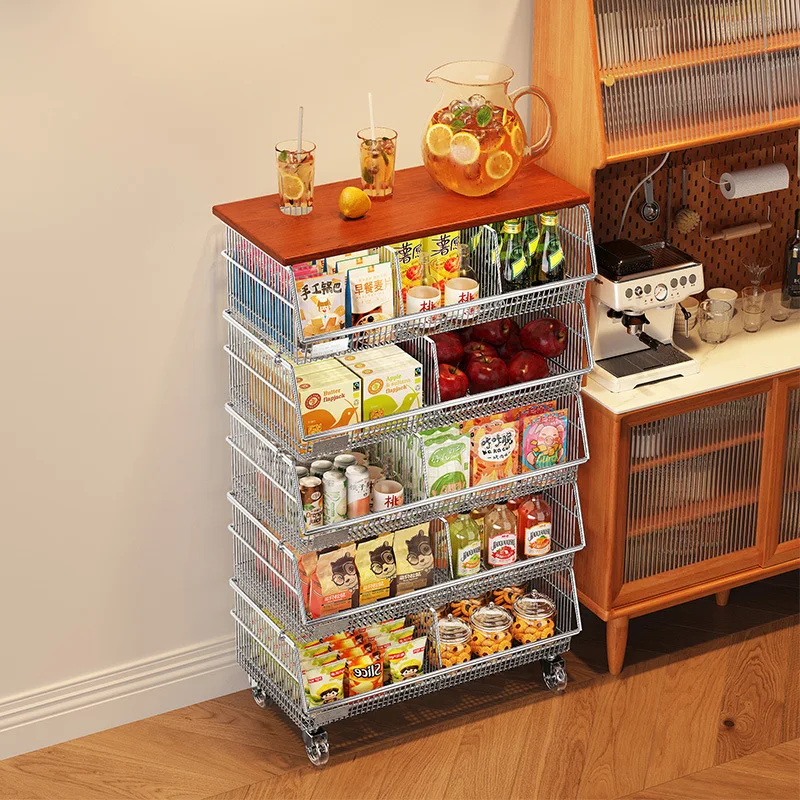 HYS cart vegetable storage rack kitchen floor-standing multi-layer snack fruit storage rack