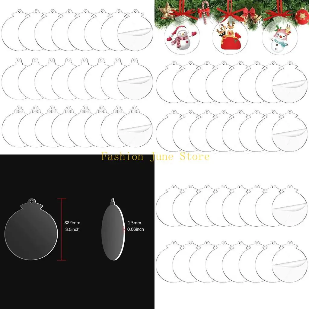 

N5KA чистый акриловый рождественский декор. Декор Бланк Акриловый рождественский орнамент с отверстием
