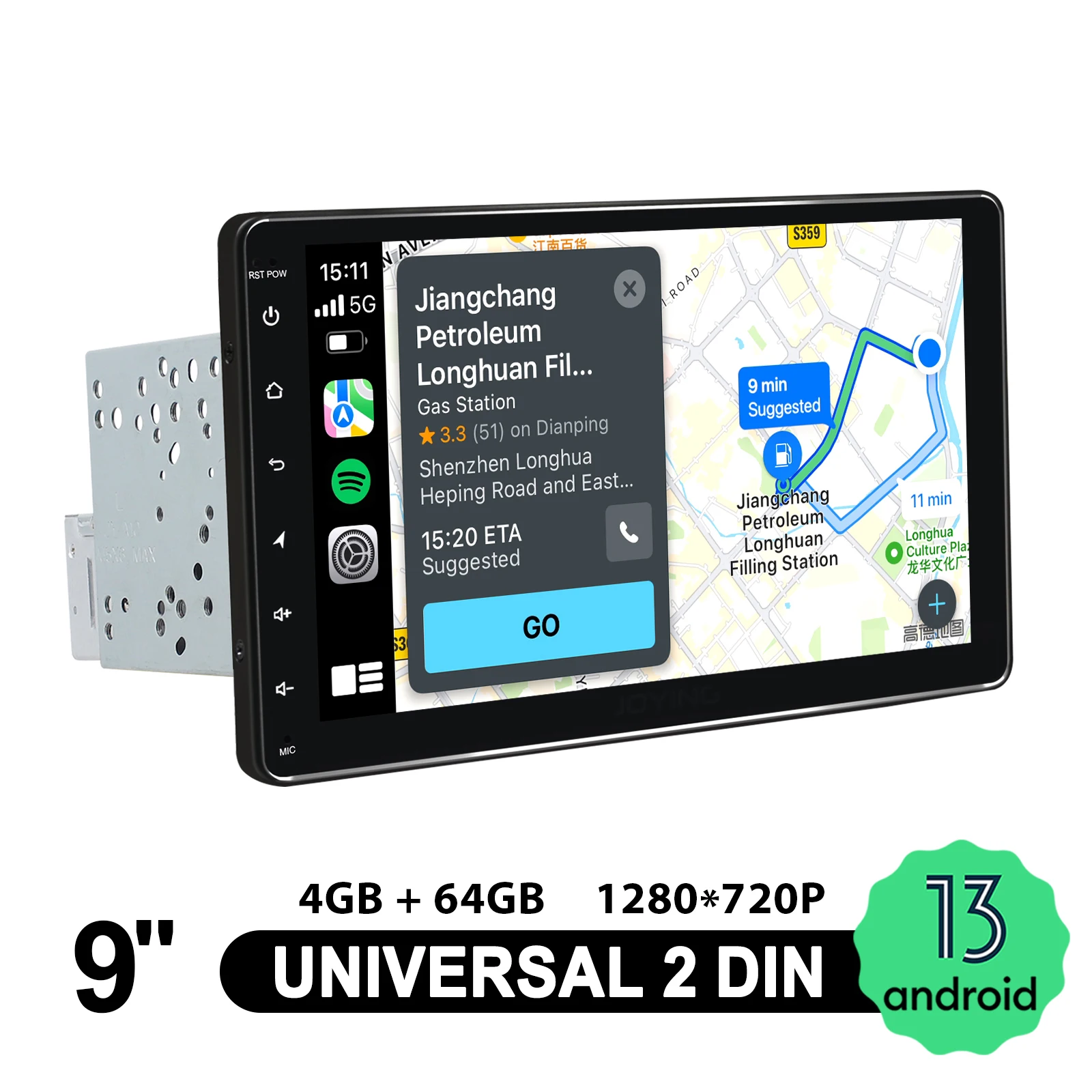 

JOYFORWA 9" HD Touchscreen Car Multimedia Player Android 13 4G+64G Car Radio Stereo GPS Navigation Bluetooth FM/AM WiFi