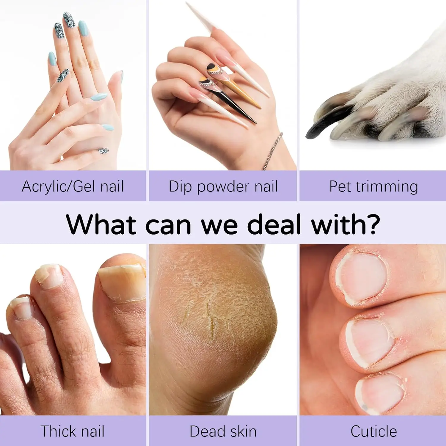 Elektrische nagelboorset, draadloze elektrische nagelvijlset oplaadbaar, draagbare nagelboormachine met 5 snelheden voor dikke nagel teennagel